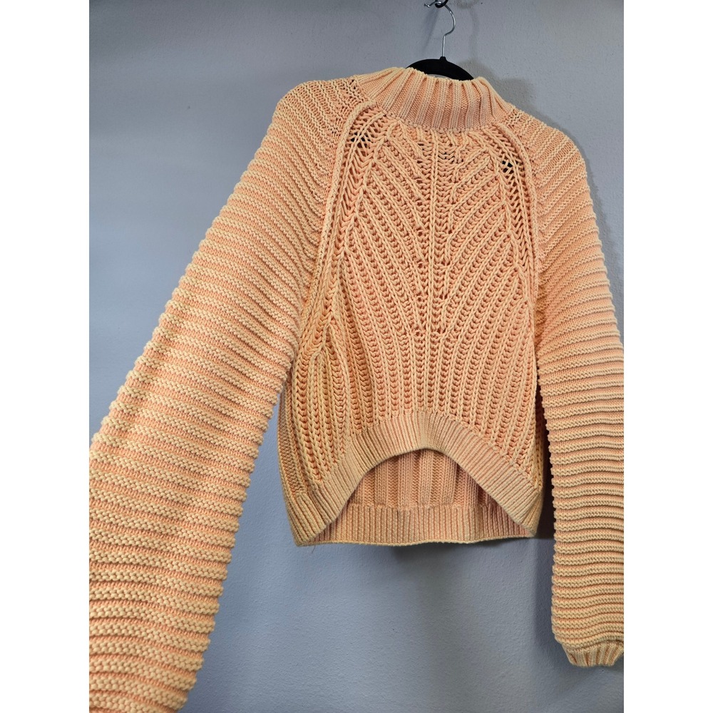 Free People My Only Sunshine Chunky Cotton Shaker Knit Mock Neck Sweater Small